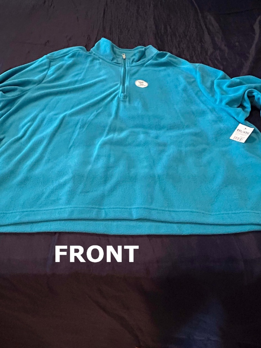 PULLOVER, ¼ ZIP MOCK NECK FLEECE, TURQUOISE, SIZE 4XL, ANTI PILL FABRIC, LONG SL
